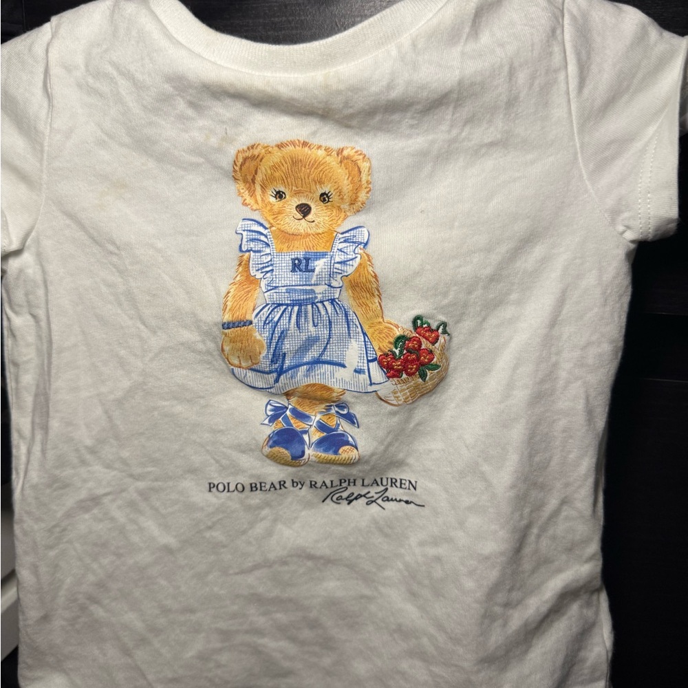 Polo by Ralph Lauren Kids White T-Shirt with Blue Polo Bear